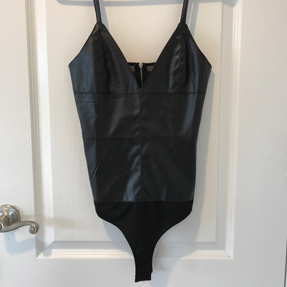Faux leather body suit